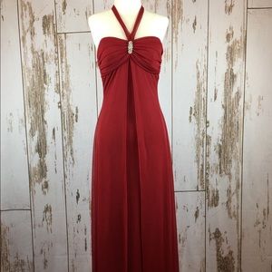 Beata Studio Evening Halter Gown in Deep Red SZ 5